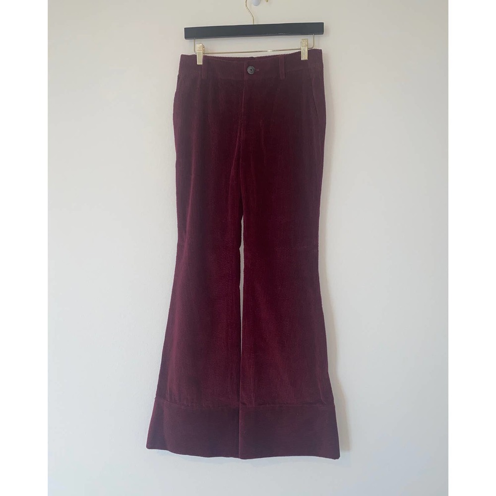 LAVEER Annie Trouser Pants Wide Leg Corduroy Bordeaux Size 0 NWT